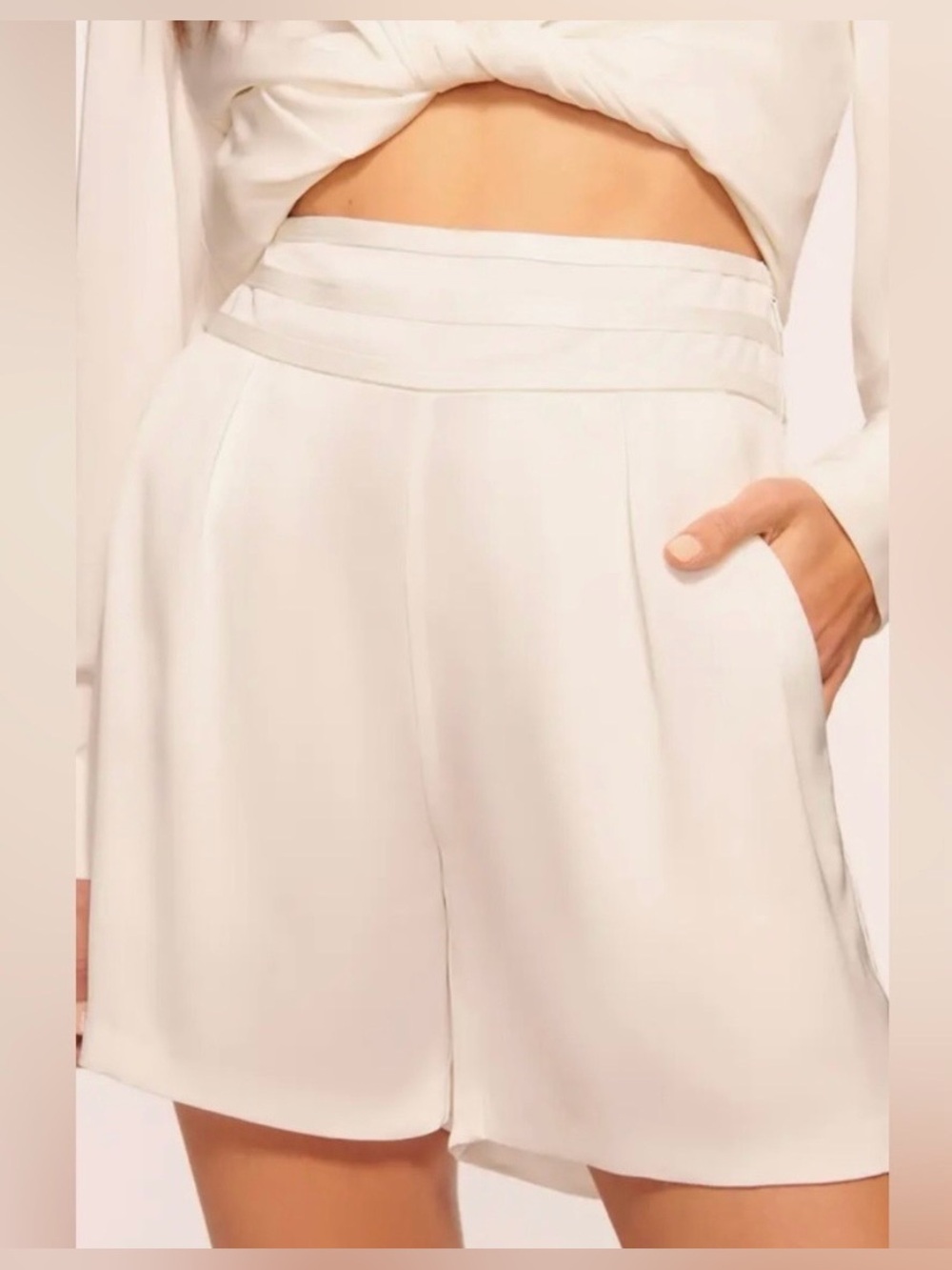 Ramy Brook Joss Pleated Shorts Ivory Size 4